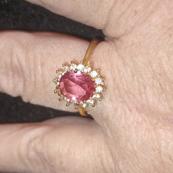 Diana Pink Sapphire White Sapphire Vermeil Ring Size 11 - Picture 1 of 3